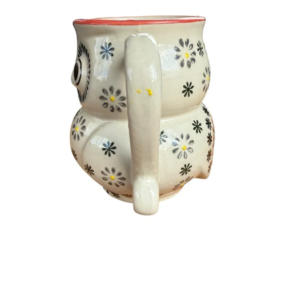 NATURE’S HOME CERAMIC OWL MUG – HAND-PAINTED FOLK FLORAL DESIGN